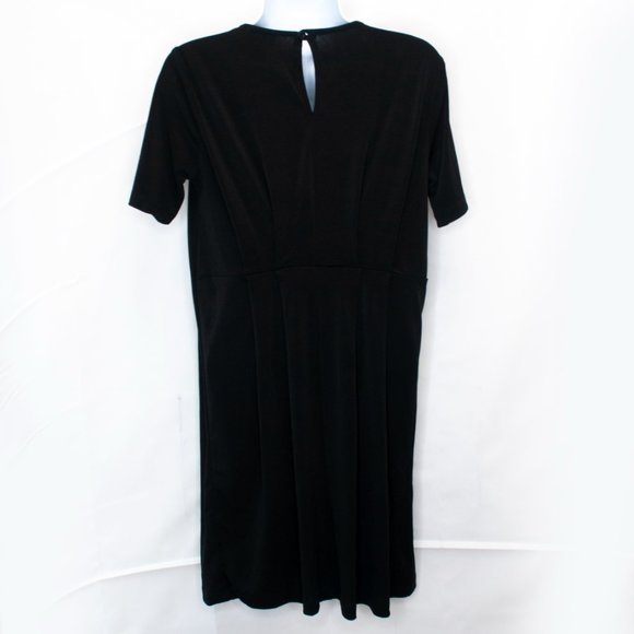 Asos Maternity Back Pleated Shift Dress Women 6 Black Short Sleeve Keyhole Q09X - Picture 3 of 5